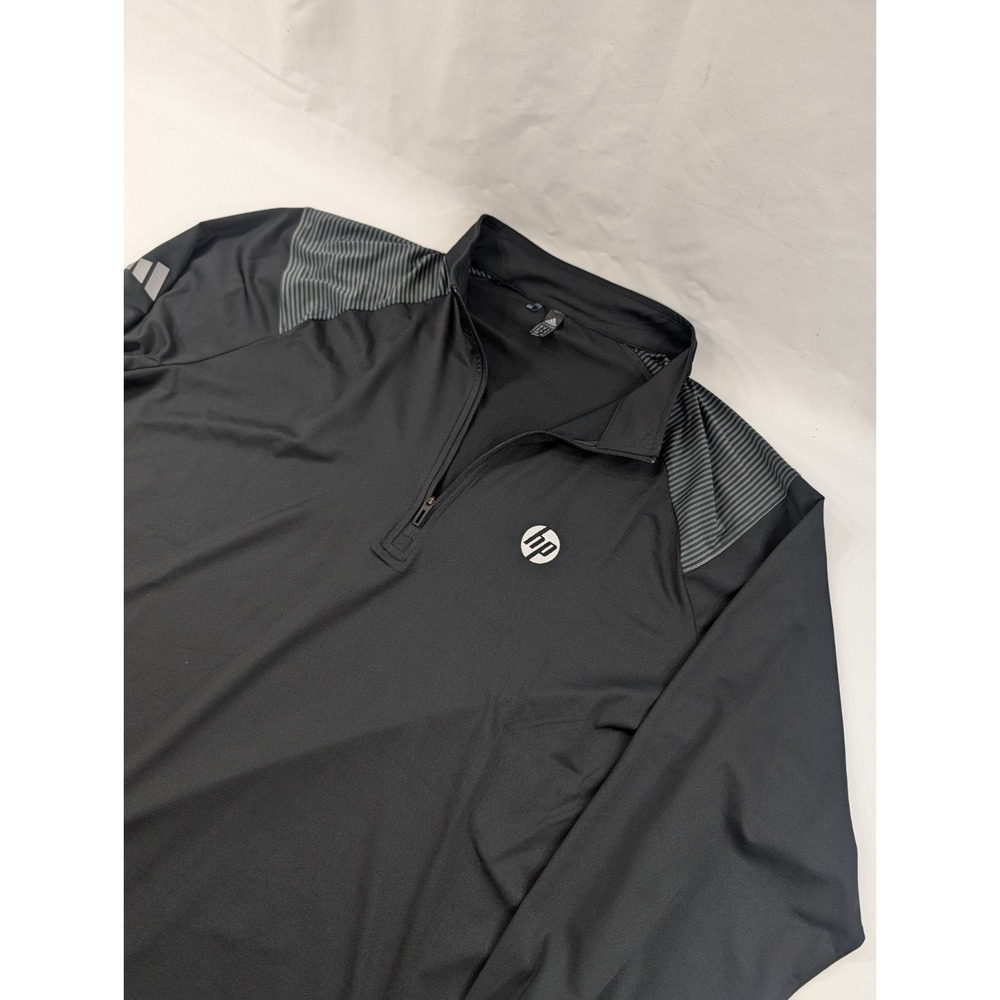 Adidas Black Gray Performance Quarter Zip Pullover Men's XL Hewlett-Packard HP‎
